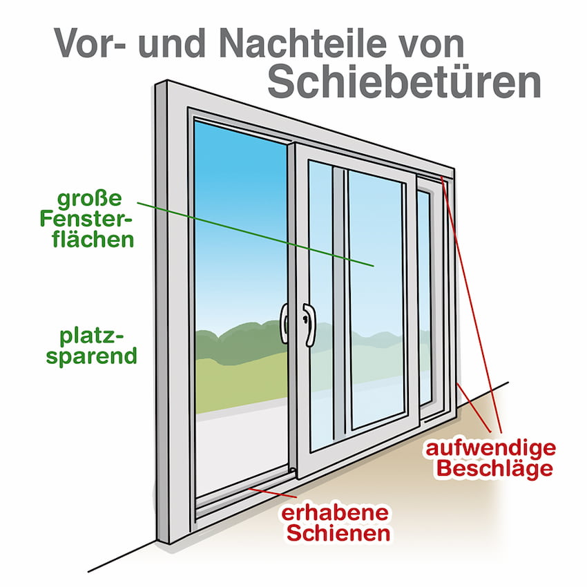 Infobild Vor- und Nachteile von Schiebetüren