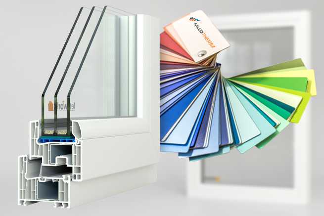 Falcotherm Musterecke Innenansicht mit Farbfächer