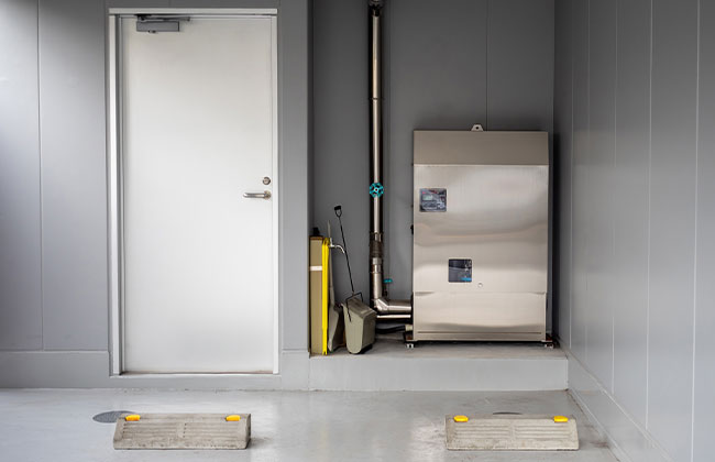 Porte de service dans la chaufferie