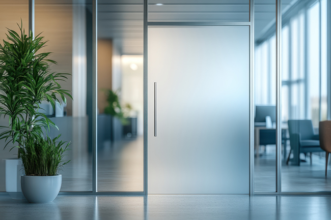 Glastür mit satiniertem Glas im Büro