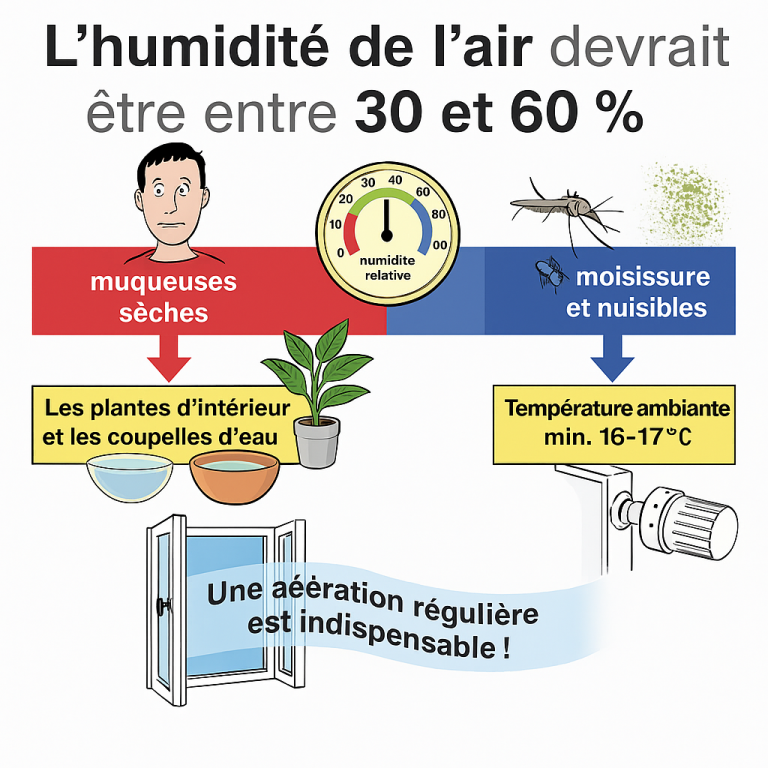 Image d'information sur la bonne température et humidité de la pièce