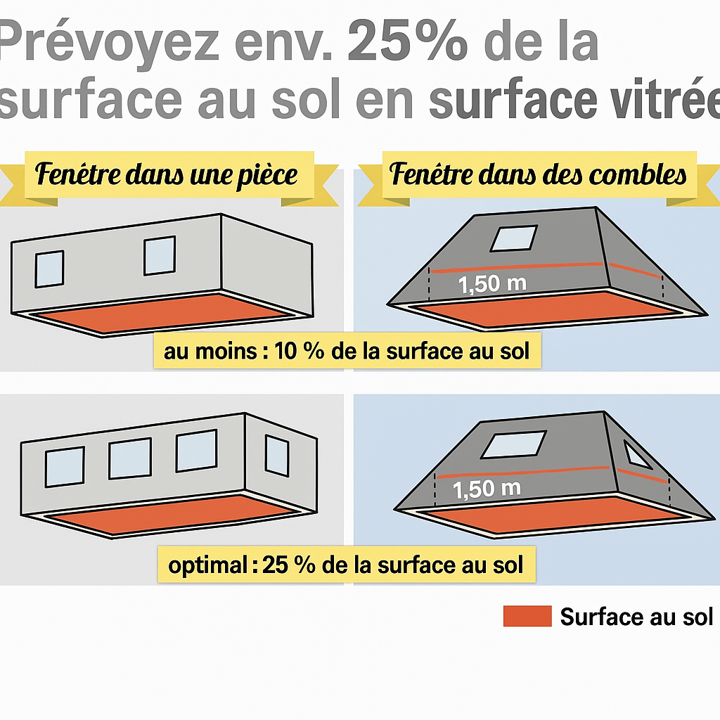 Infobild Planung der Fensterflächen im Verhältnis zum Wohnraum