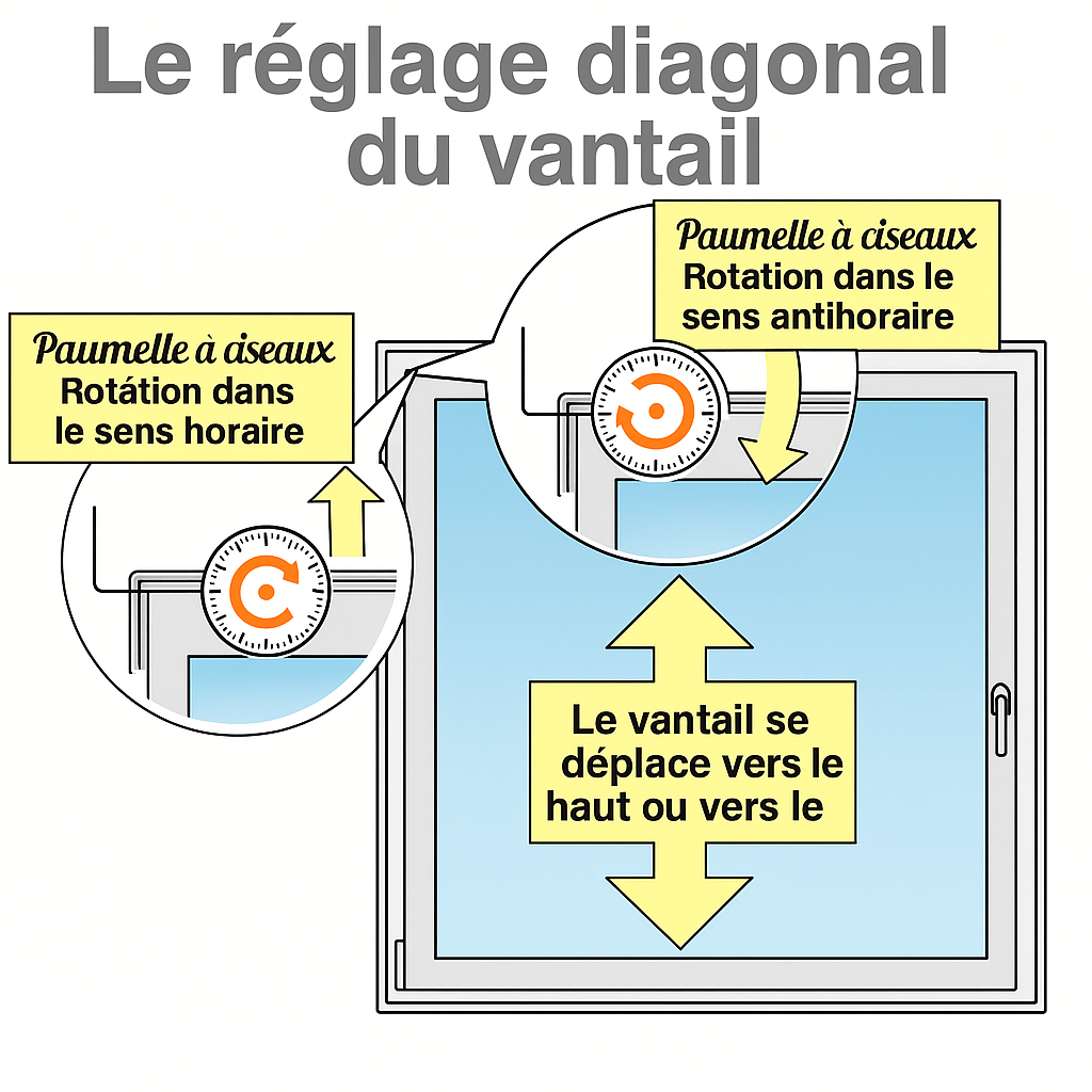 Infobild Diagonale Einstellung eines Fensters