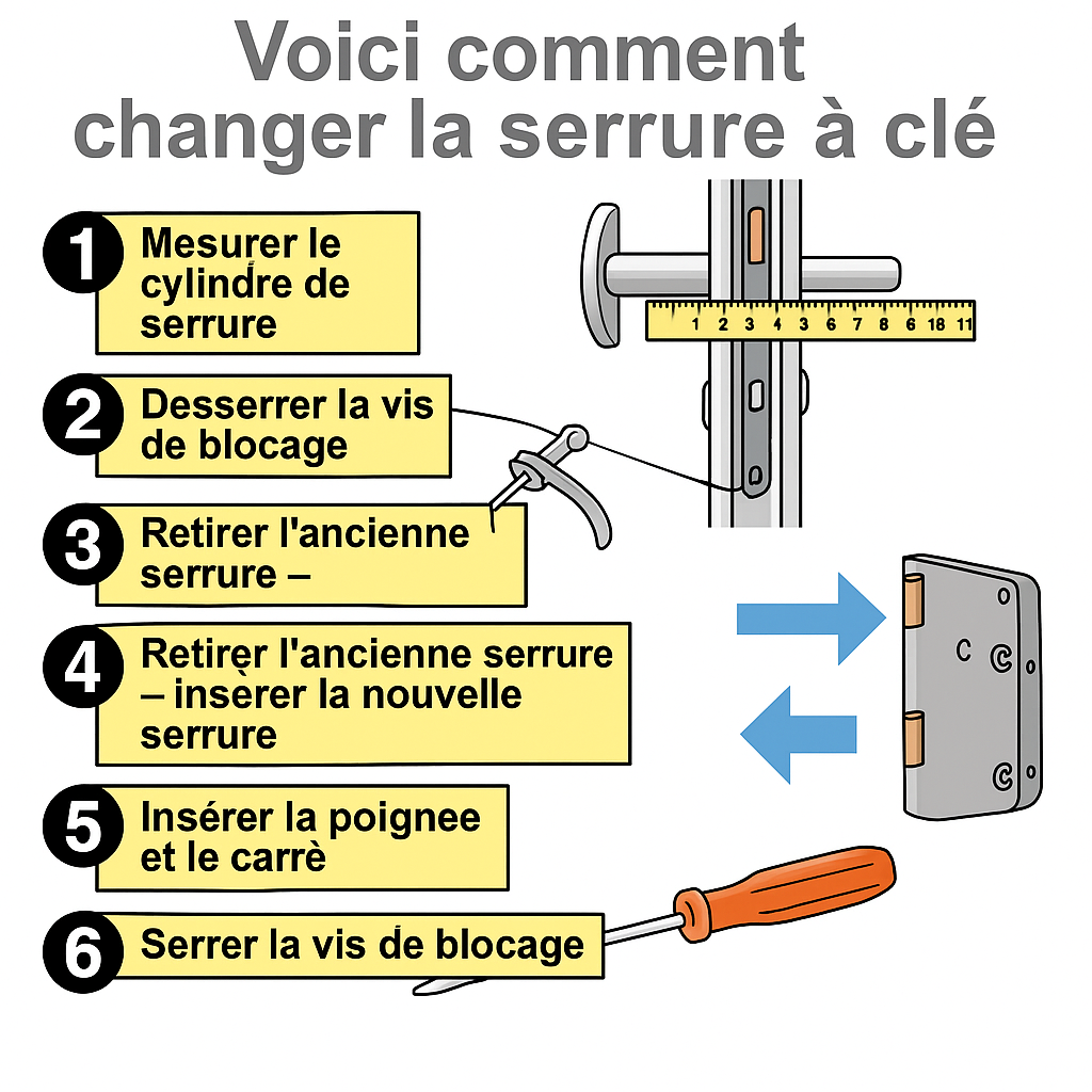 Image d'information changer serrure avec clé