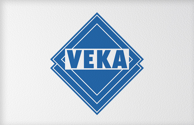 Das Logo der Firma VEKA auf einem stilisierten Untergrund