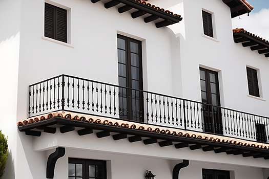 Fenêtres noires dans une façade de maison blanche