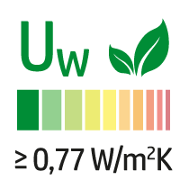 Valeur Uw = 0,77 W/m²K