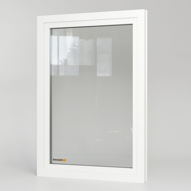 Profilé PVC FalcoTherm 70 AD représenté en ouvrant complet avec vue extérieure sur le design d'ouvrant en décalage de surface