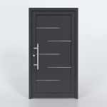 Türfüllung Design 1174 in Anthrazit mit 5 schmalen Edelstahl-Applikationen