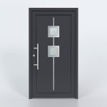 Türfüllung Design 529 in Anthrazit mit zwei quadratischen Glaseinsätzen