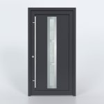 Türfüllung Design 563 in Anthrazit mit drei schmalen Glaseinsätzen in der Mitte des Türblattes
