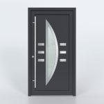 Türfüllung Design 632 in Anthrazit mit Glaseinsatz und sechs kleinen Edelstahl-Applikationen