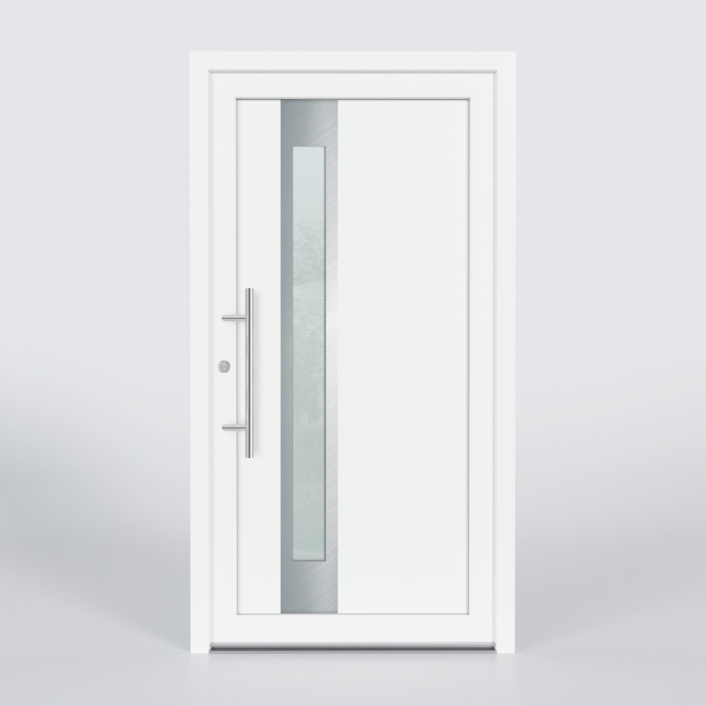 Türfüllung Design 715 in Weiß mit schmalem Glaseinsatz
