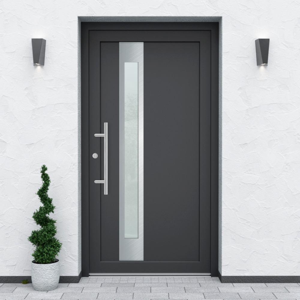 Türfüllung Design 715 in Anthrazit mit schmalem Glaseinsatz