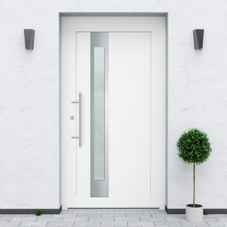 Türfüllung Design 715 in Weiß mit schmalem Glaseinsatz