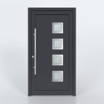Türfüllung Design 726 in Anthrazit mit vier quadartischen Glaseinsätzen