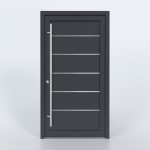 Türfüllung Design 728 in Anthrazit mit fünf Edelstahl-Applikationen