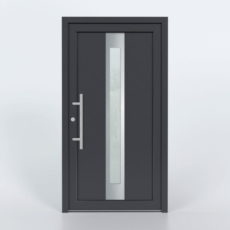 Türfüllung Design 844 in Anthrazit mit schmalem Glaseinsatz in der Mitte des Türblattes