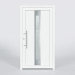 Türfüllung Design 844 in Weiß mit schmalem Glaseinsatz in der Mitte des Türblattes