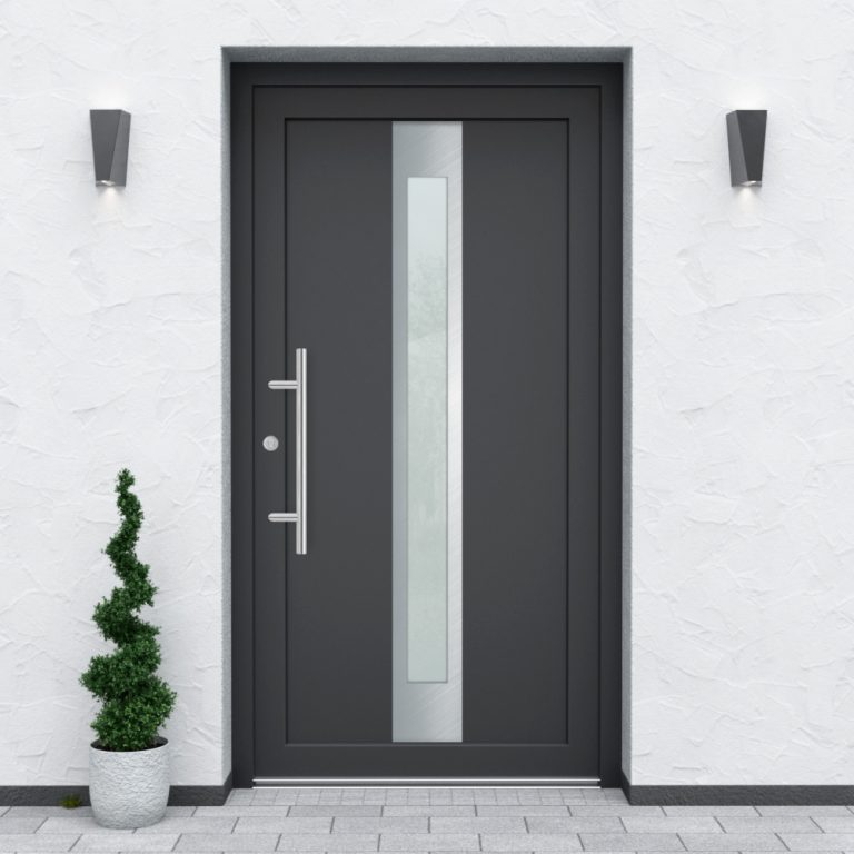 Türfüllung Design 844 in Anthrazit mit schmalem Glaseinsatz in der Mitte des Türblattes