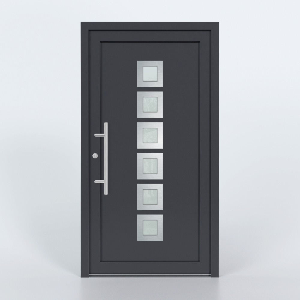 Türfüllung Design 853 in Anthrazit mit sechs Glaseinsätzen