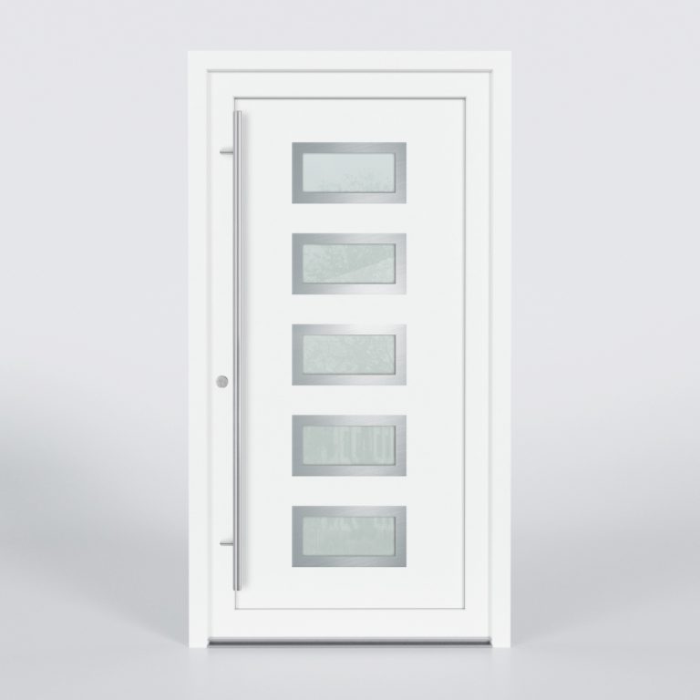Türfüllung Design 8551 in Weiß mit 5 Glaseinsätzen
