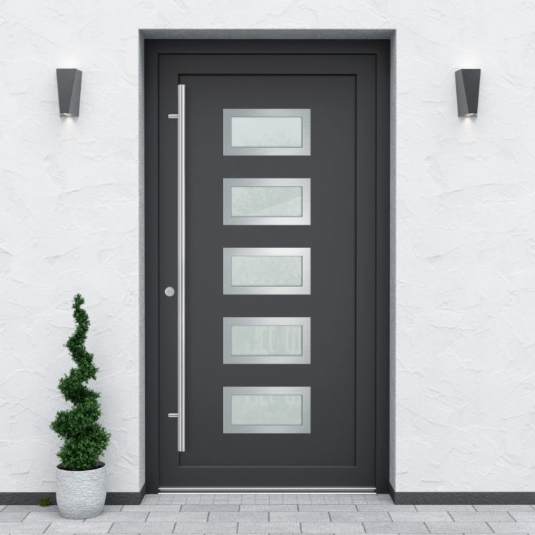 Türfüllung Design 8551 in Anthrazit mit 5 Glaseinsätzen