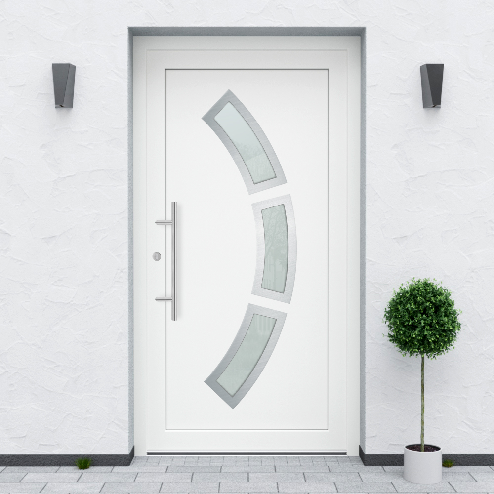 Türfüllung Design 870 in Weiß mit drei Glaseinsätzen