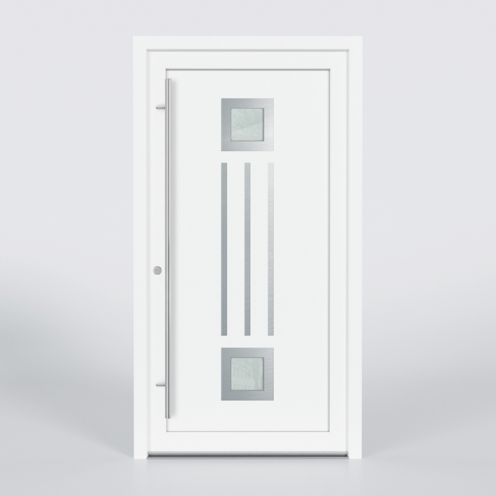Türfüllung Design 527 in Weiß mit zwei quadratischen Glaseinsätzen