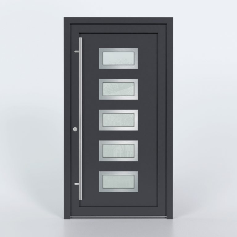 Türfüllung Design 8551 in Anthrazit mit 5 Glaseinsätzen