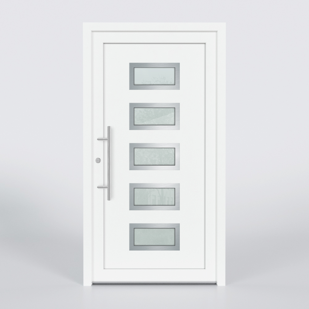 Türfüllung Design 8551 in Weiß mit 5 Glaseinsätzen