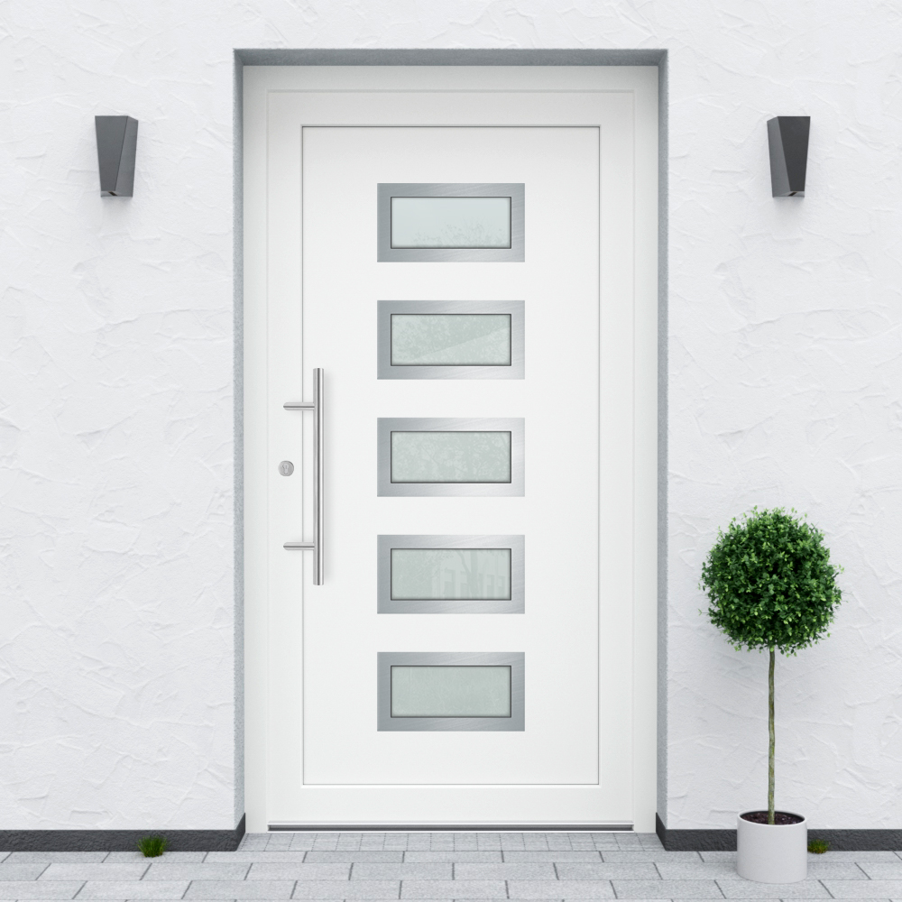Remplissage de porte Design 8551 en blanc avec 5 inserts en verre