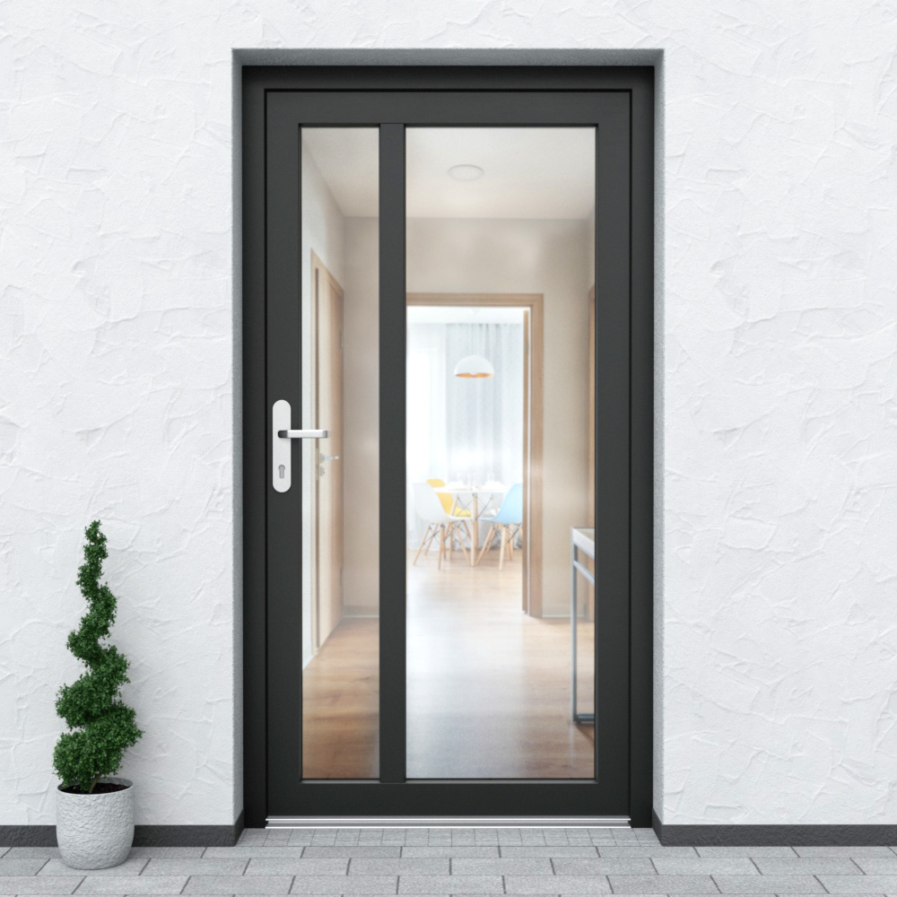 Porte de service en PVC au design N30 en anthracite
