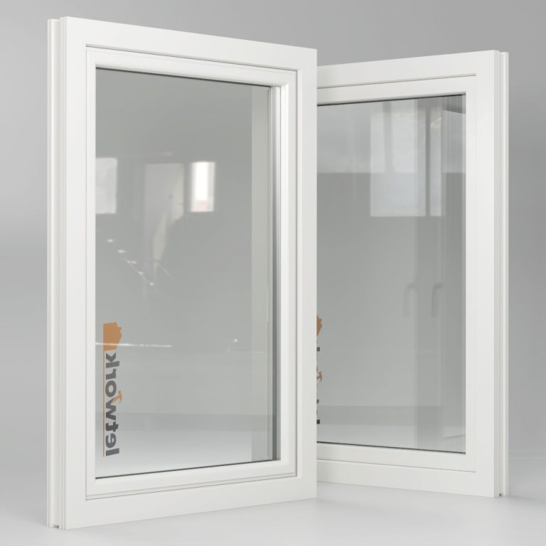 Schüco Living 82 AS Kunststofffenster in weiß mit Dreifachverglasung. Blick von Aussen auf beide Designvarianten classic und round