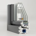 Kunststofffenster Musterecke VEKA 76 MD mit Aluminium Deckschalen, Mitteldichtung und Dreifachverglasung