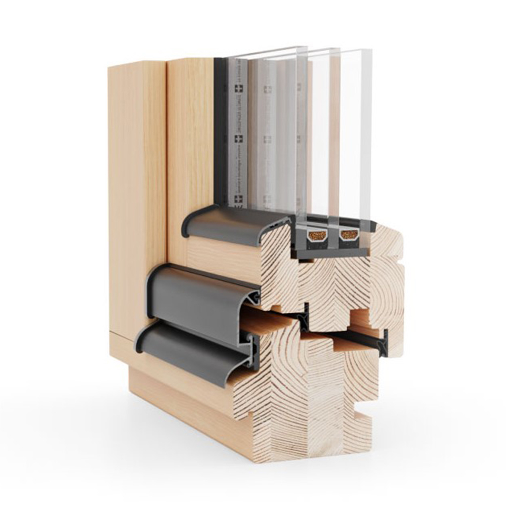 Fenêtre en bois 92 avec triple vitrage en tant que coin de fenêtre