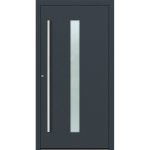 Aluminium-Haustür Feldmann und Mayer P90 und SL75 Design M01 in Anthrazit RAL7016 mit Glaseinsatz und silbernen Griffen