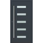 Aluminium-Haus Feldmann und Mayer P90 und SL75 Design M11 in Anthrazit RAL7016 mit Glaseinsätzen und silbernen Griffen