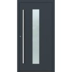 Aluminiumhaustür Feldmann und Mayer P90 und SL75 Design M15 in Anthrazit RAL7016 mit Glaseinsatz und silbernem Griffset