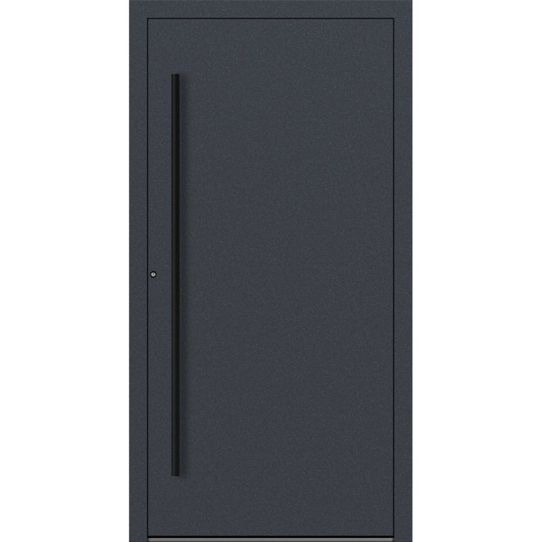 Aluminium-Haustür Feldmann und Mayer P90 und SL75 Design Blackline M20 in Anthrazit mit schwarzen Griffen