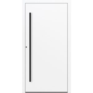 Porte d’entrée aluminium Feldmann et Mayer P90 et SL75 Design Blackline M20 en blanc avec poignées noires