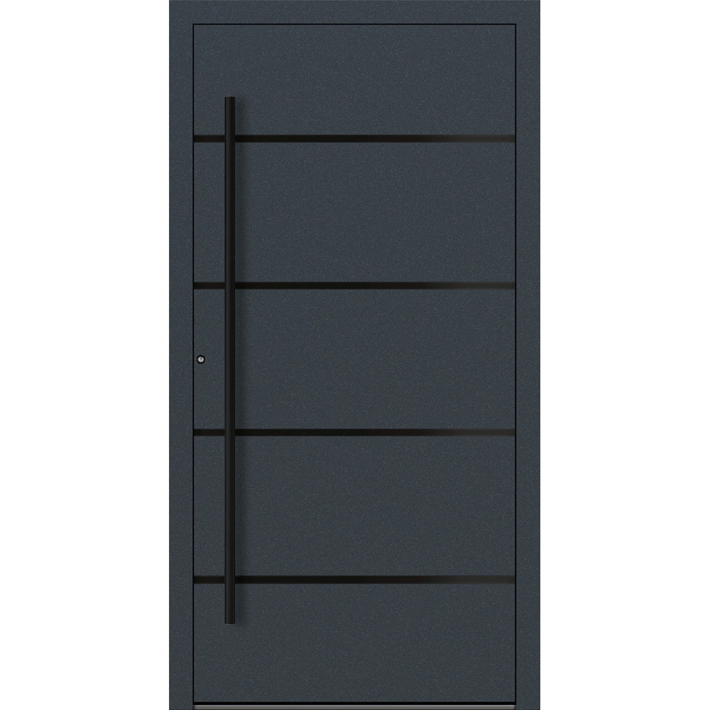 Aluminium-Haustür Feldmann und Mayer P90 und SL75 Design Blackline M22 in Anthrazit RAL7016 mit schwarzen Griffen
