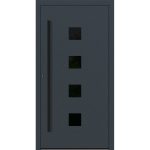 Aluminium-Haustür Feldmann und Mayer P90 und SL75 Design Blackline RC2 M23 in Anthrazit RAL7016 mit Glaseinsatz und schwarzen Griffen