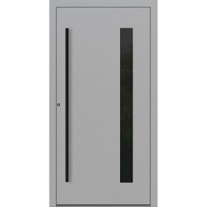 Porte d’entrée aluminium Feldmann et Mayer P90 et SL75 Design Blackline RC2 M24 en gris avec insert en verre