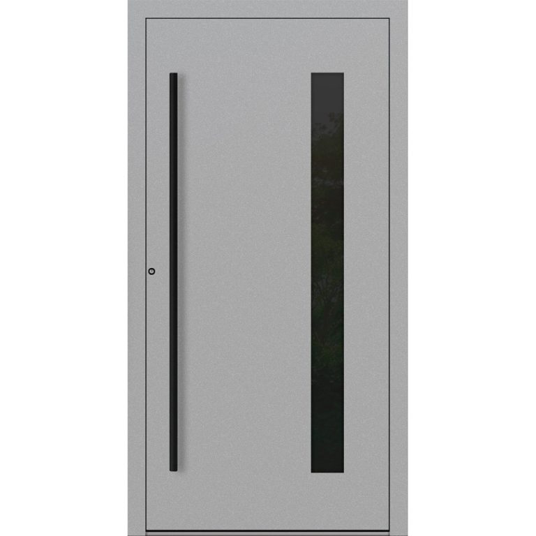 Aluminium-Haustür Feldmann und Mayer P90 und SL75 Design Blackline RC2 M24 in Grau mit Glaseinsatz