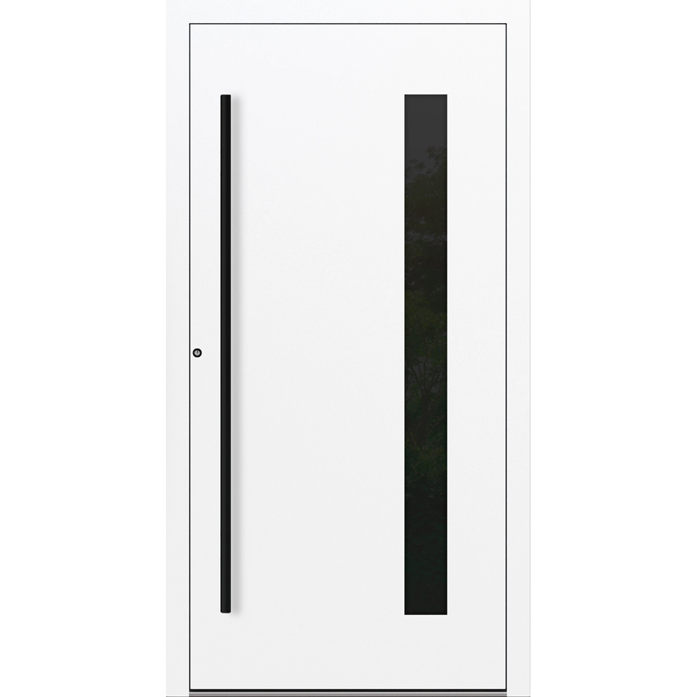 Aluminium-Haustür Feldmann und Mayer P90 und SL75 Design Blackline RC2 M24 in Weiß mit Glaseinsatz