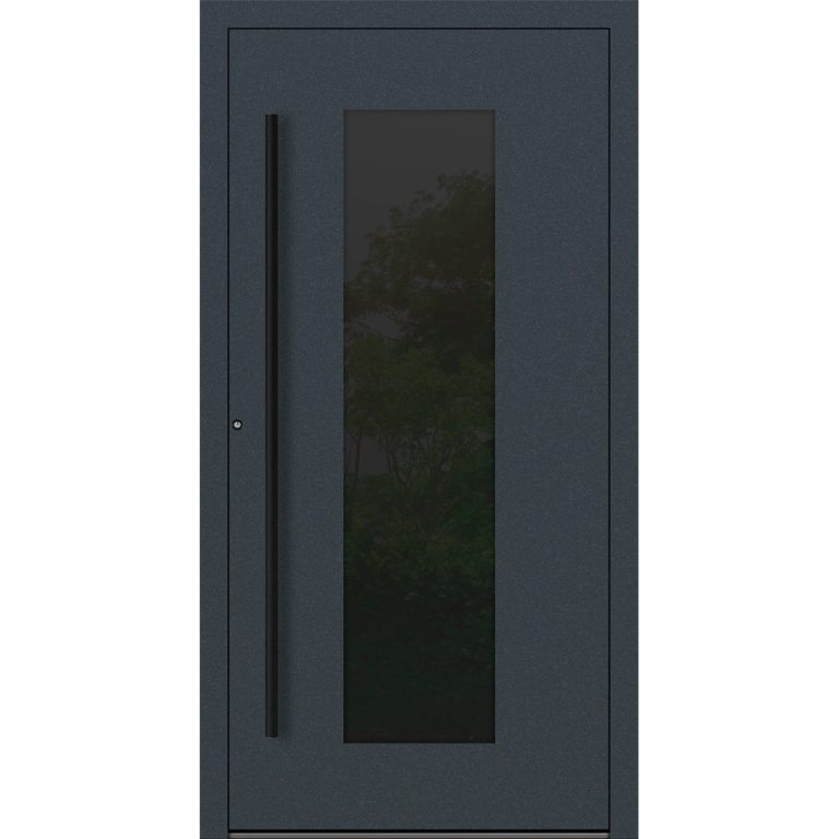 Aluminium-Haustür Feldmann und Mayer P90 und SL75 Design Blackline RC2 M28 in Anthrazit RAL7016 mit Glaseinsatz