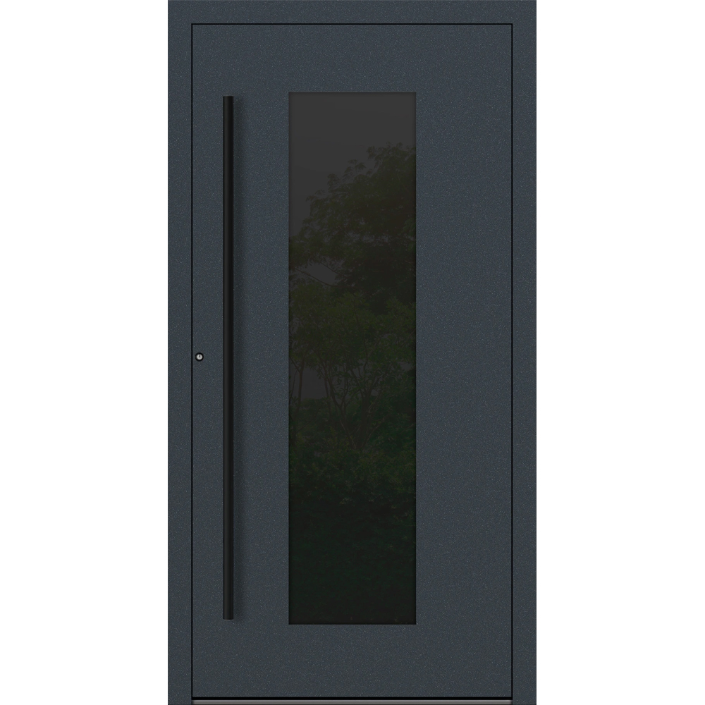 Aluminium-Haustür Feldmann und Mayer P90 und SL75 Design Blackline RC2 M28 in Anthrazit RAL7016 mit Glaseinsatz