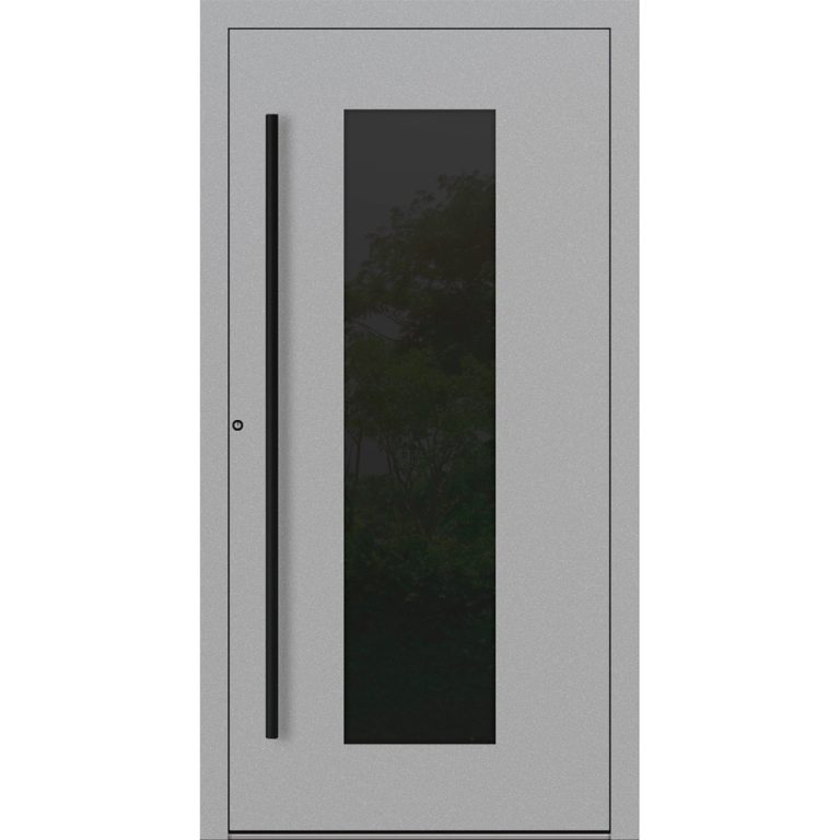 Aluminium-Haustür Feldmann und Mayer P90 und SL75 Design Blackline RC2 M28 in Grau mit Glaseinsatz