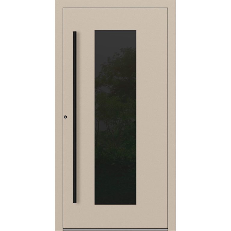 Aluminium-Haustür Feldmann und Mayer P90 und SL75 Design Blackline RC2 M28 in Elfenbein mit Glaseinsatz